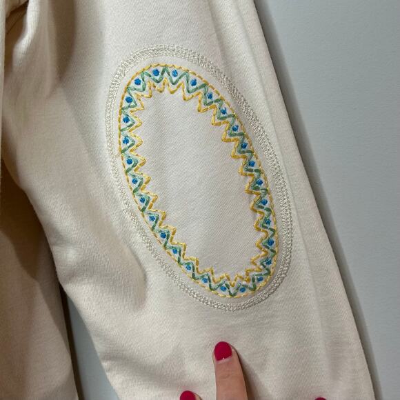 Sundance 100% Cotton Tie Front Cardigan Floral Embroidery Size L Boho Peasant - Picture 9 of 10